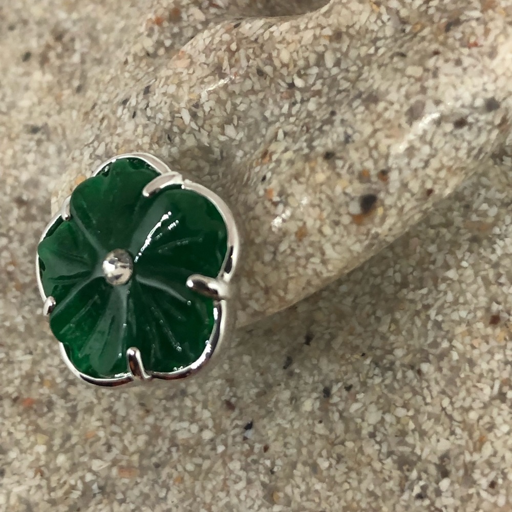 Vintage Green Jade Nephrite Post Earrings